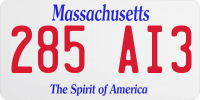 MA license plate 285AI3