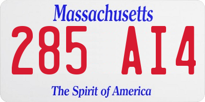 MA license plate 285AI4