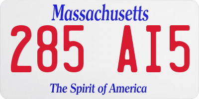 MA license plate 285AI5