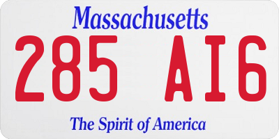 MA license plate 285AI6