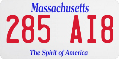 MA license plate 285AI8
