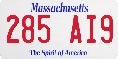 MA license plate 285AI9