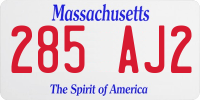 MA license plate 285AJ2