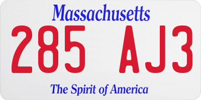 MA license plate 285AJ3