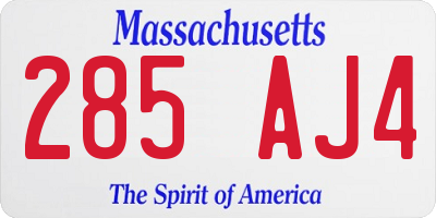 MA license plate 285AJ4