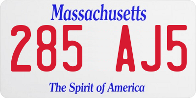 MA license plate 285AJ5