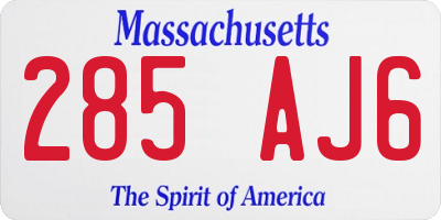 MA license plate 285AJ6