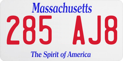 MA license plate 285AJ8