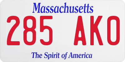 MA license plate 285AK0