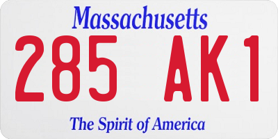 MA license plate 285AK1