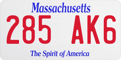 MA license plate 285AK6
