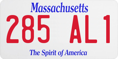 MA license plate 285AL1