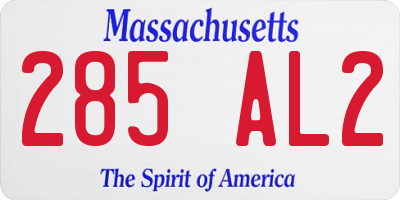 MA license plate 285AL2