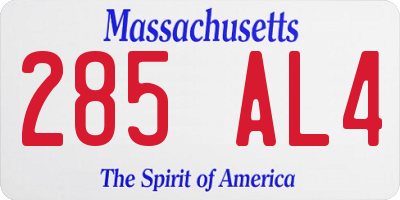MA license plate 285AL4