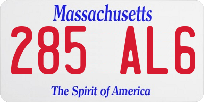 MA license plate 285AL6