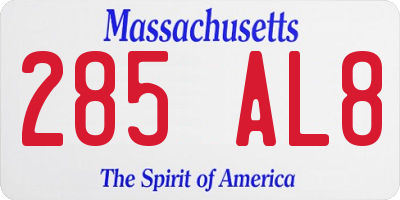 MA license plate 285AL8