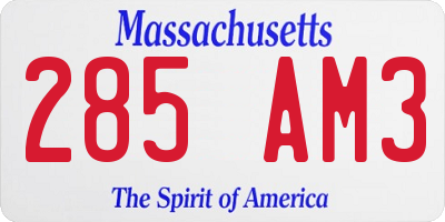 MA license plate 285AM3