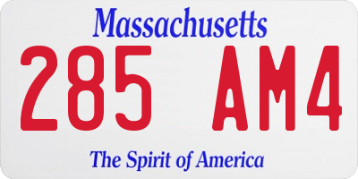 MA license plate 285AM4
