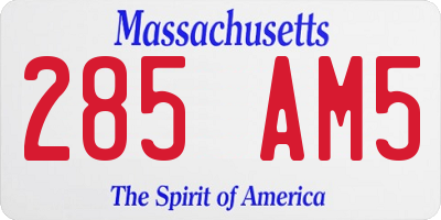 MA license plate 285AM5
