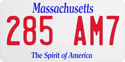 MA license plate 285AM7