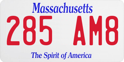 MA license plate 285AM8