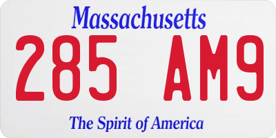 MA license plate 285AM9