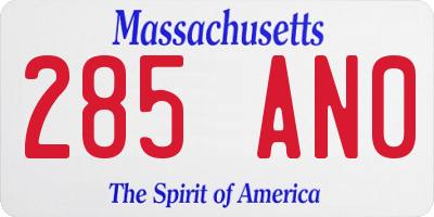 MA license plate 285AN0