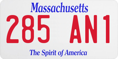 MA license plate 285AN1