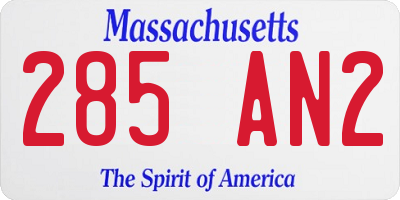 MA license plate 285AN2