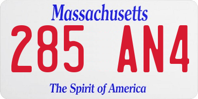 MA license plate 285AN4