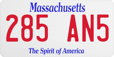 MA license plate 285AN5