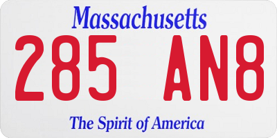MA license plate 285AN8