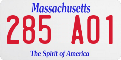 MA license plate 285AO1