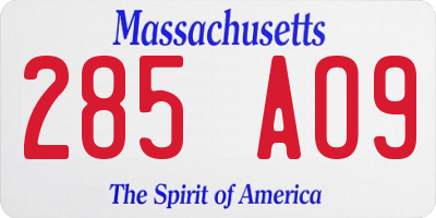 MA license plate 285AO9