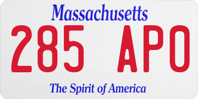 MA license plate 285AP0