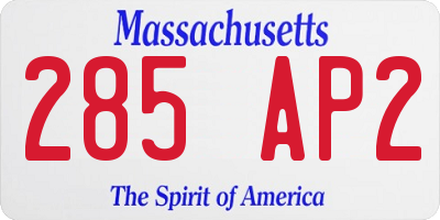 MA license plate 285AP2