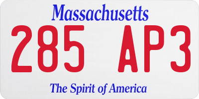 MA license plate 285AP3