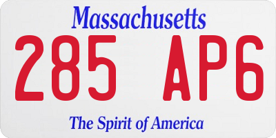 MA license plate 285AP6