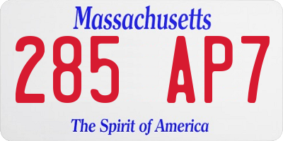 MA license plate 285AP7