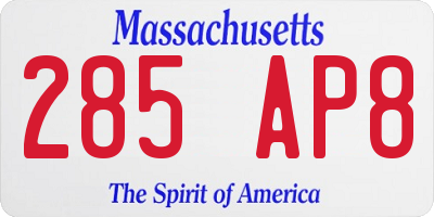 MA license plate 285AP8