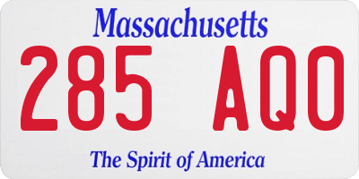 MA license plate 285AQ0