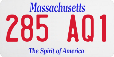 MA license plate 285AQ1
