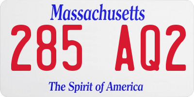 MA license plate 285AQ2