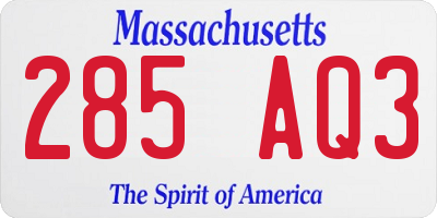 MA license plate 285AQ3