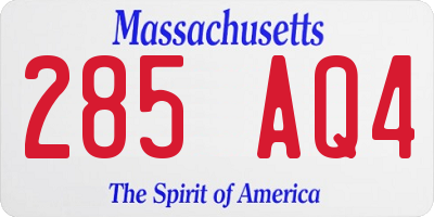 MA license plate 285AQ4
