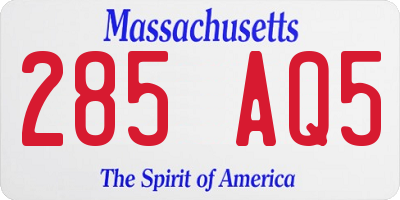 MA license plate 285AQ5