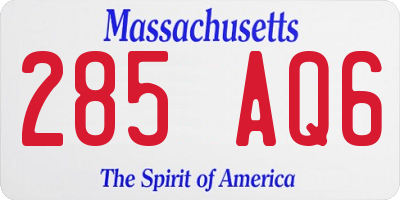 MA license plate 285AQ6