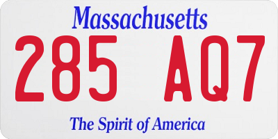 MA license plate 285AQ7