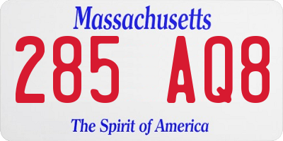 MA license plate 285AQ8