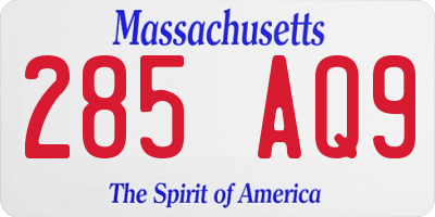 MA license plate 285AQ9